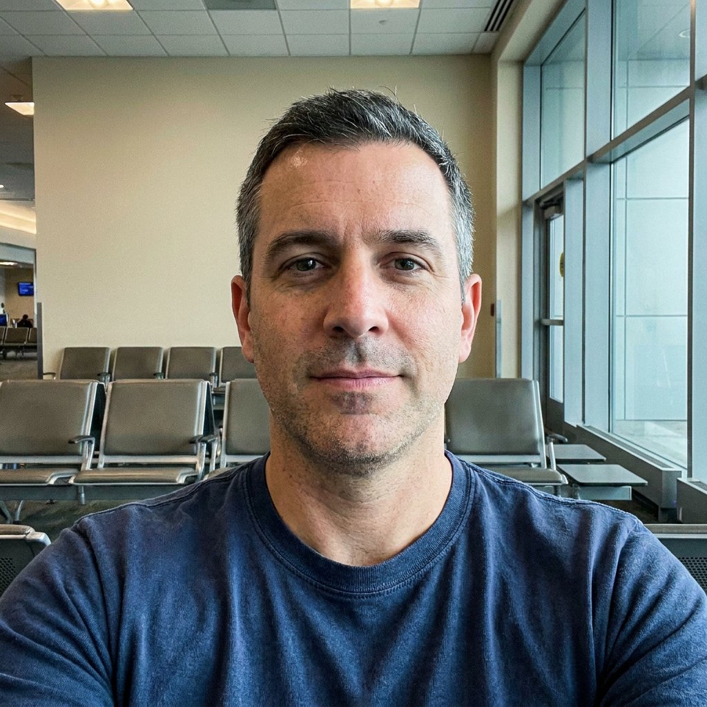 Casual selfie before AI aviation headshot generation (example 6)