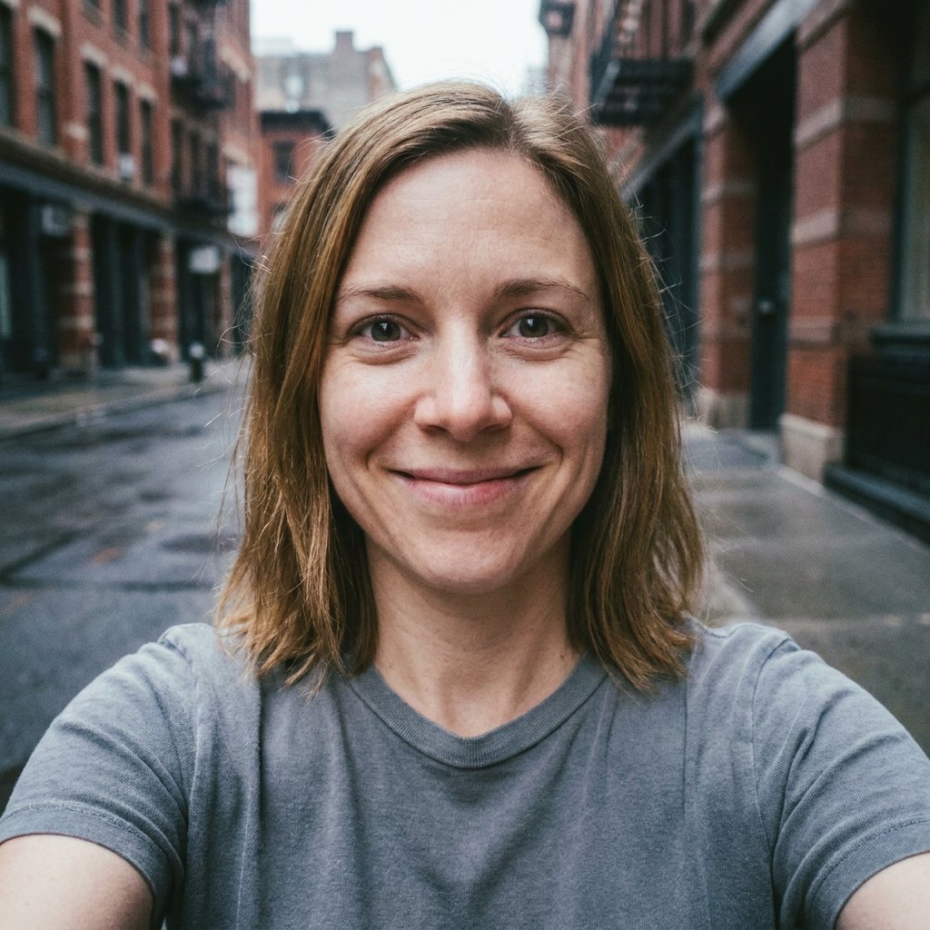 Casual selfie before AI aviation headshot generation (example 15)