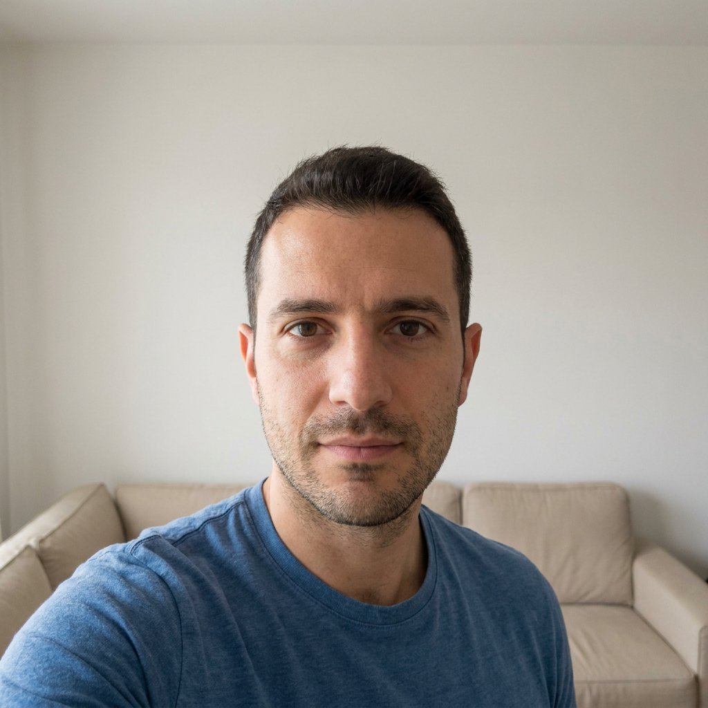 Casual selfie before AI aviation headshot generation (example 10)