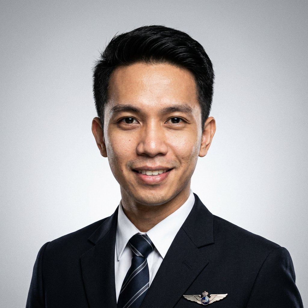 AI aviation headshot – Steward Uniform · Light Gray (example 12)
