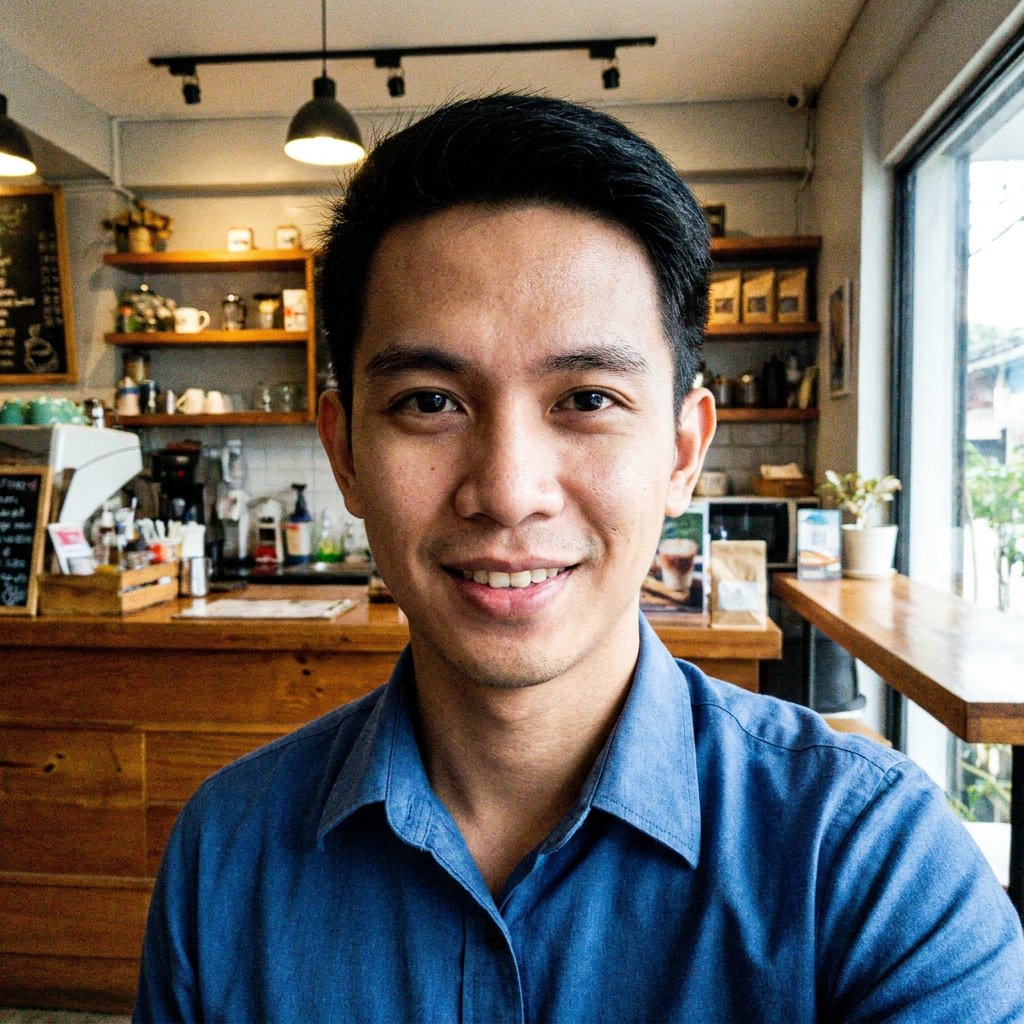 Casual selfie before AI aviation headshot generation (example 12)