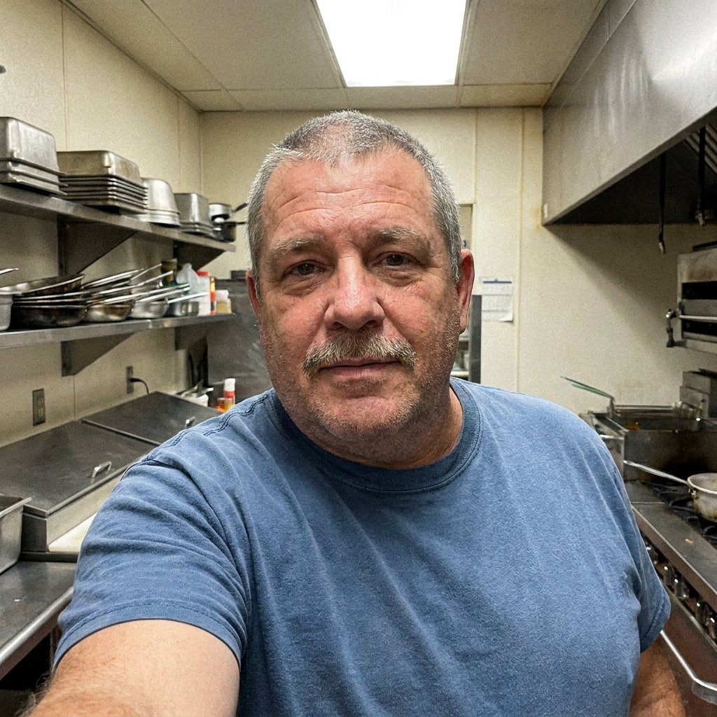 Selfie casual prima del ritratto da chef con l’IA (esempio 9)
