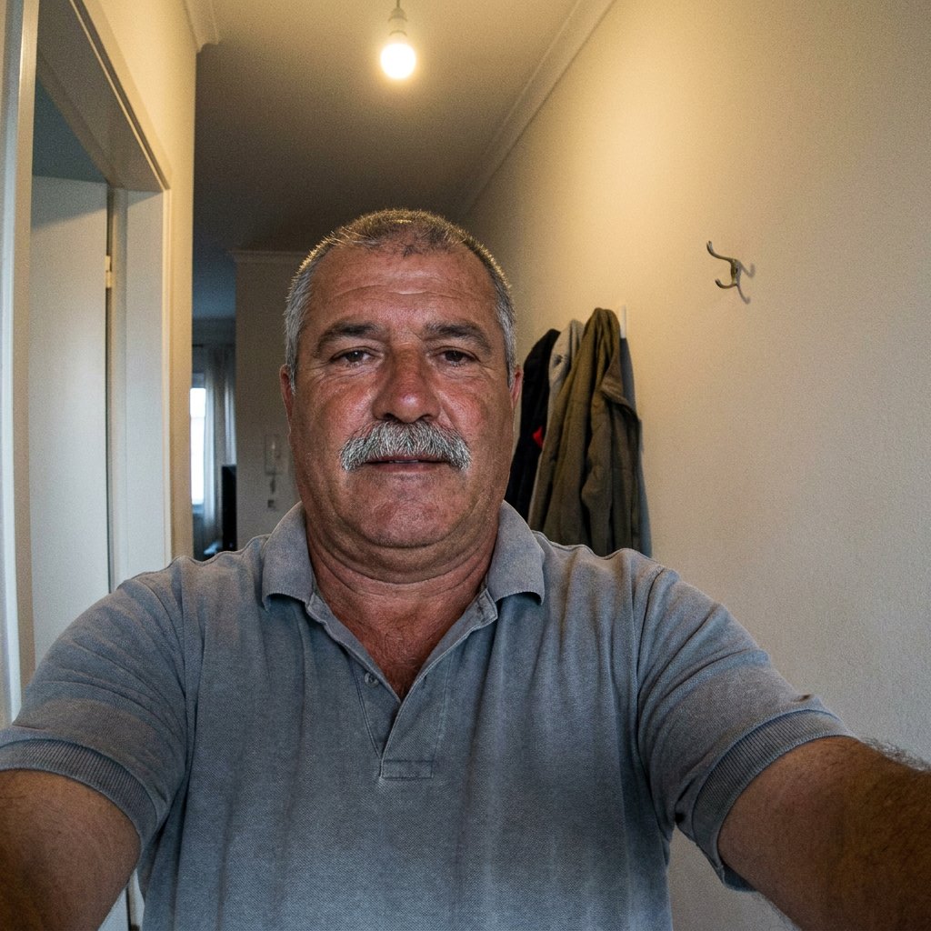 Απλή selfie πριν τη δημιουργία AI πορτρέτου εργοταξίου (παράδειγμα 12)