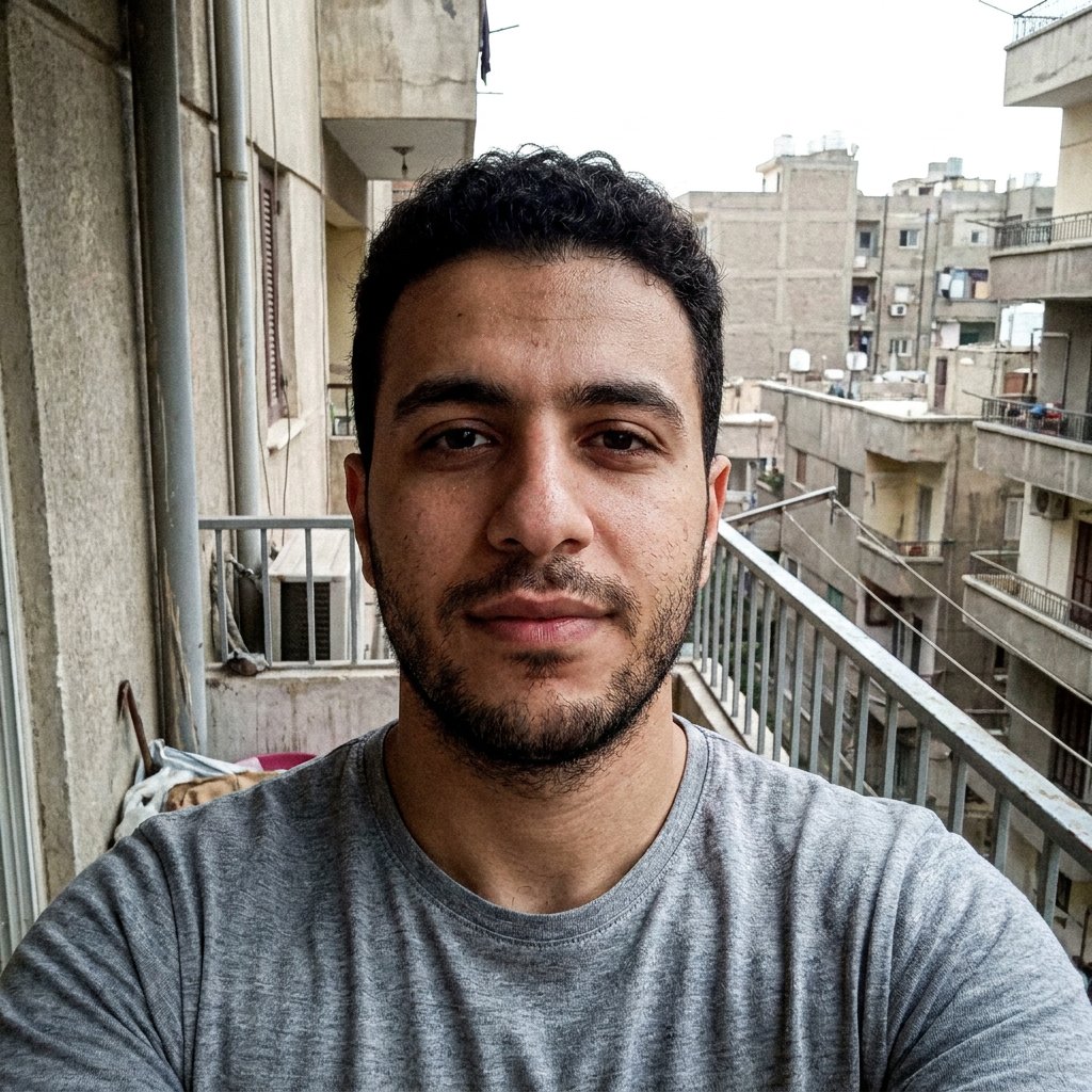 Απλή selfie πριν τη δημιουργία AI πορτρέτου εργοταξίου (παράδειγμα 6)