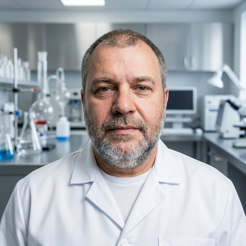 Wygenerowane zdjęcie lekarza — Fartuch laboratoryjny · Laboratorium, przykład 19