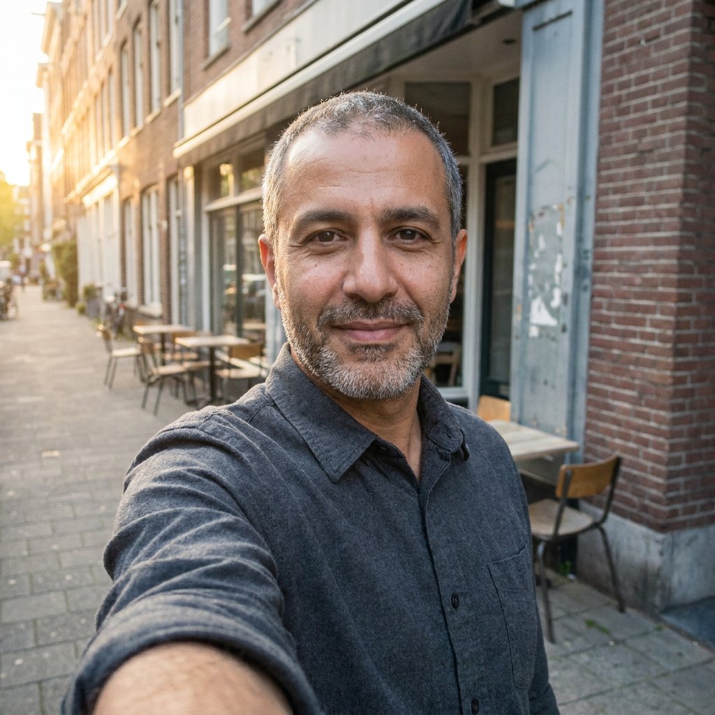 Afslappet selfie før AI-portrætgenerering (eksempel 10)