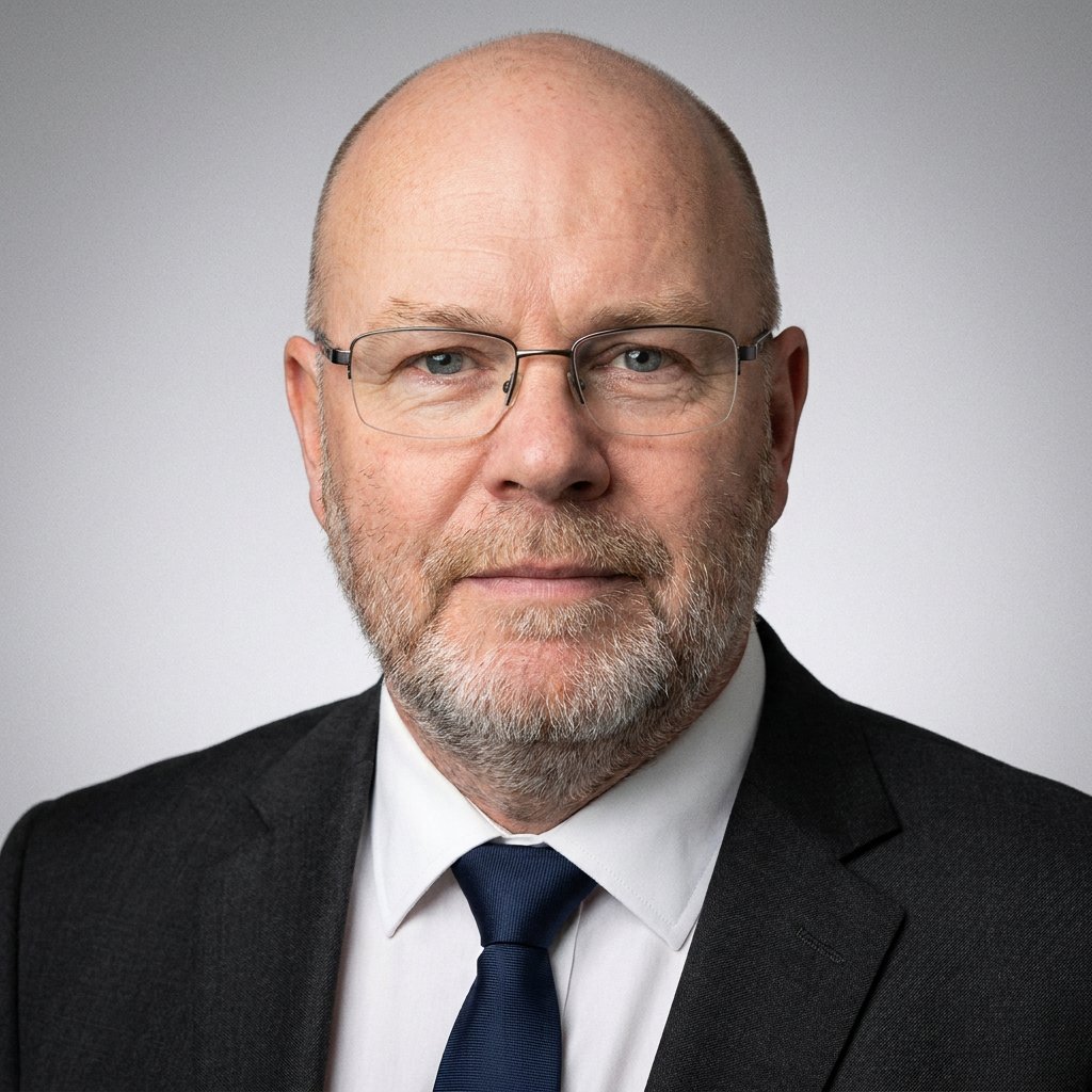 Professionelt AI-portrætresultat, Studie · Mørkt jakkesæt (eksempel 14)