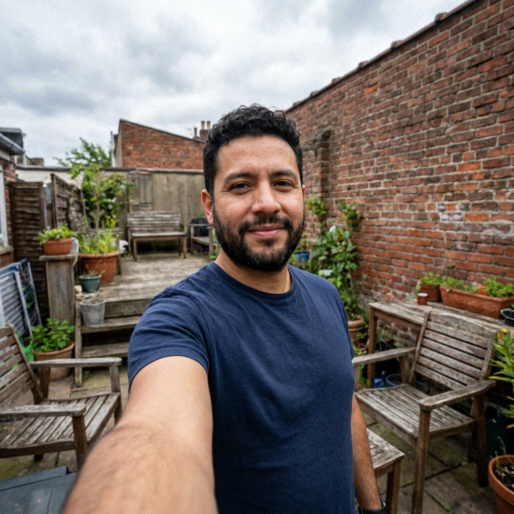 Afslappet selfie før AI-portrætgenerering (eksempel 18)