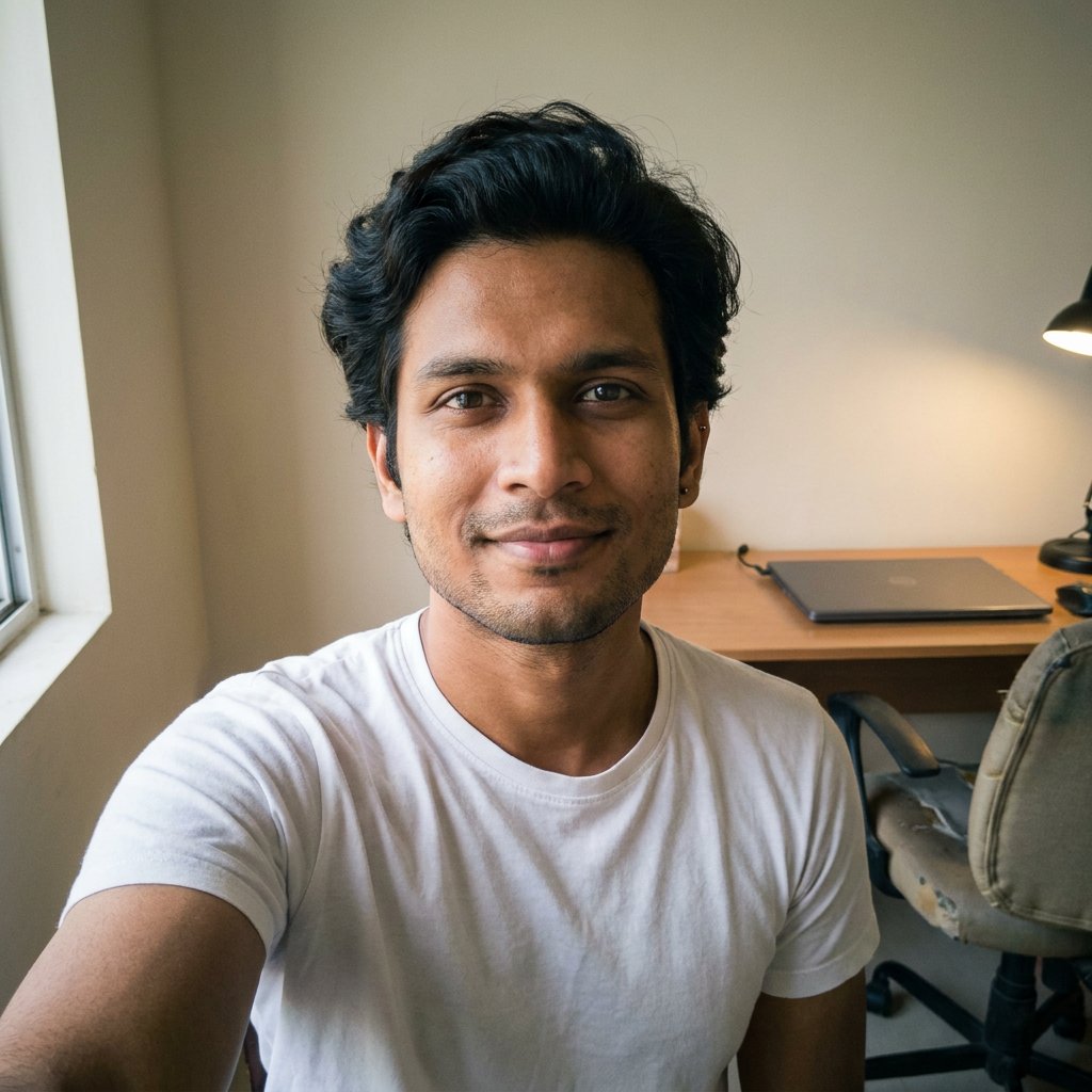 Selfie casual scattato col telefono per creare un ritratto da portfolio con l’IA