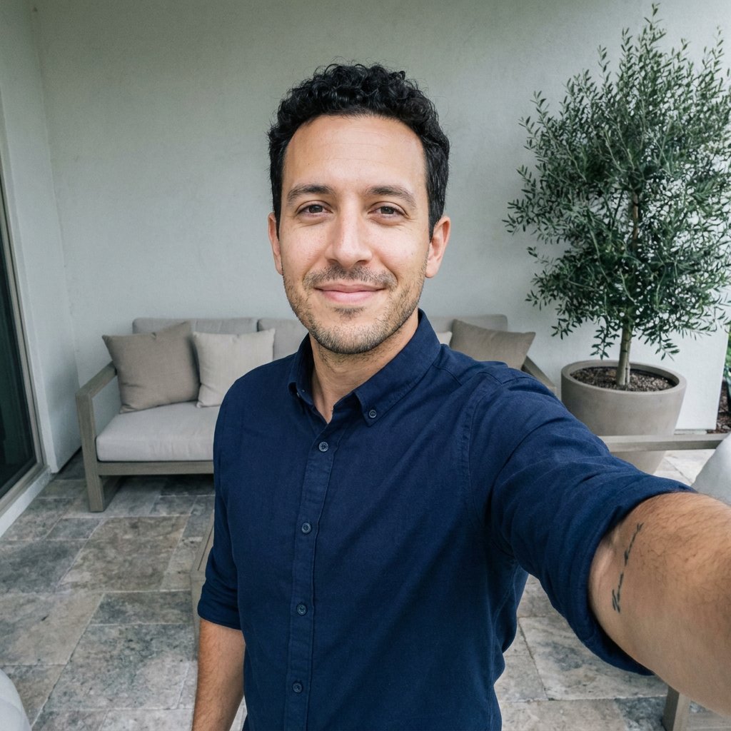 Selfie casual prima del ritratto da portfolio con l’IA (esempio 15)