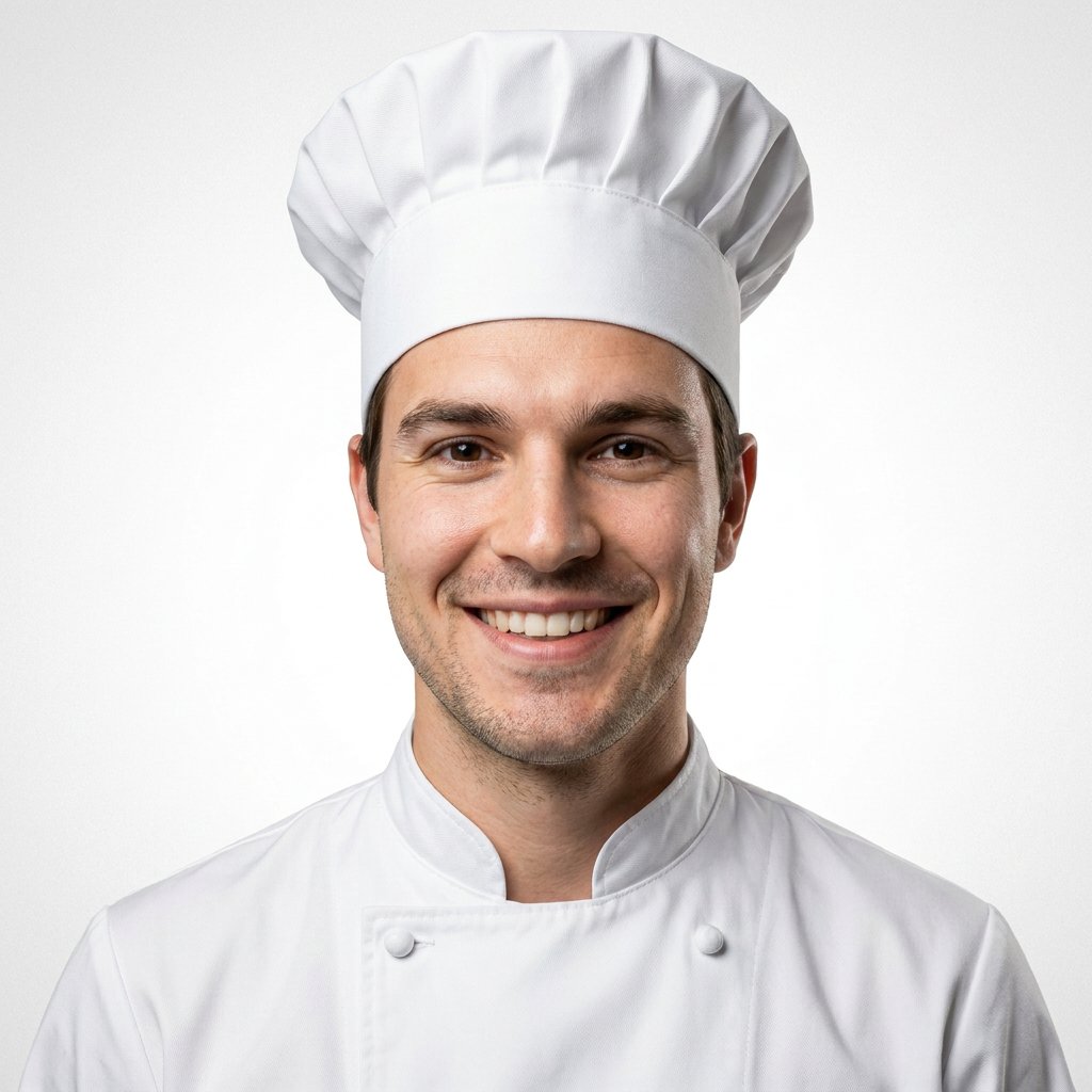 Bianco puro – opzione di sfondo per i ritratti da chef con l’IA
