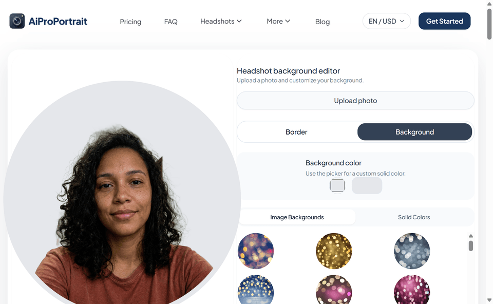 AiProPortrait, écran 1 du parcours gratuit