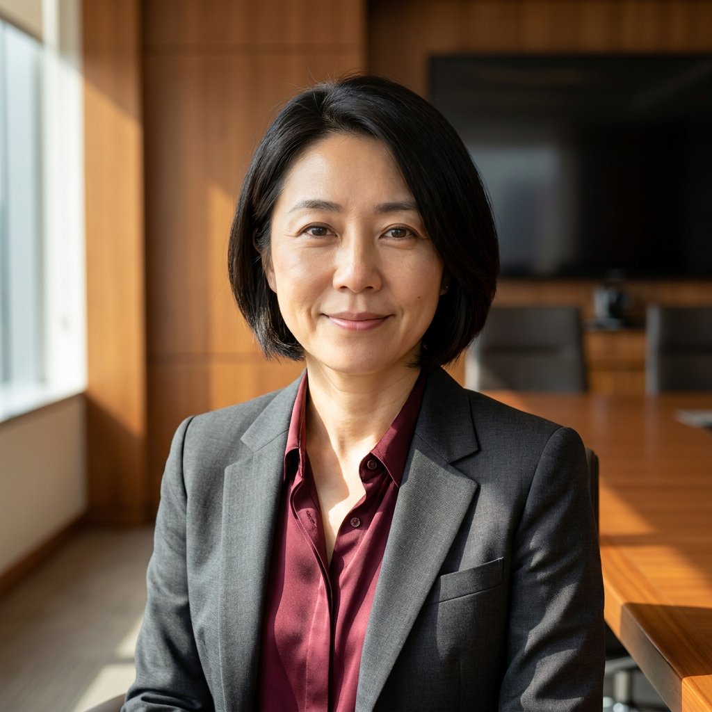 AI executive headshot – Elegant Blouse & Suit · Conference Room (example 4)
