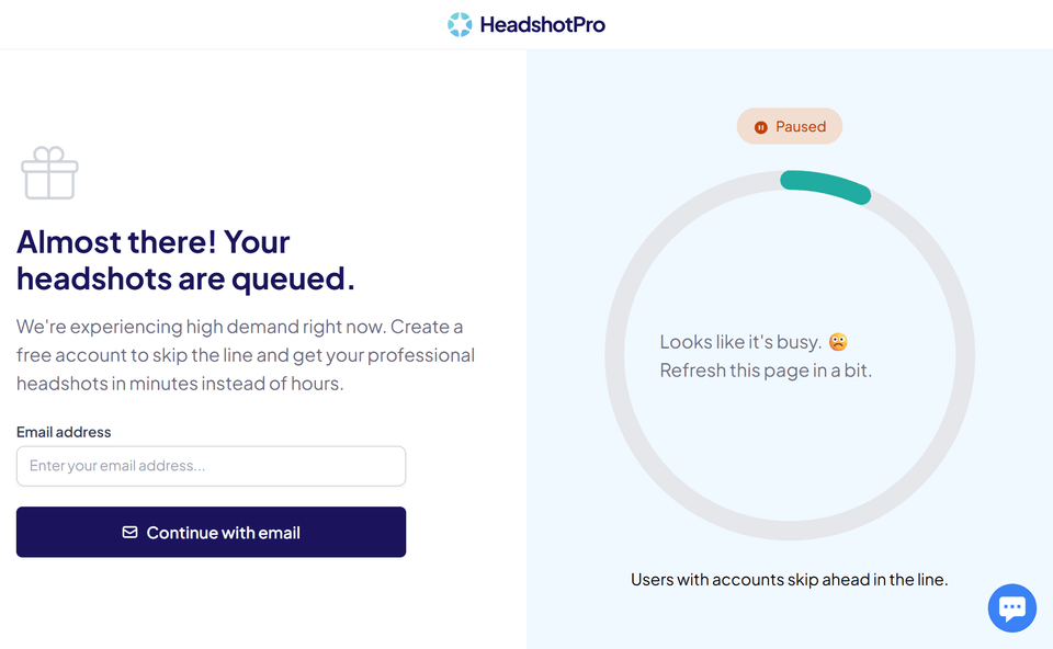 HeadshotPro, écran 3 du parcours gratuit
