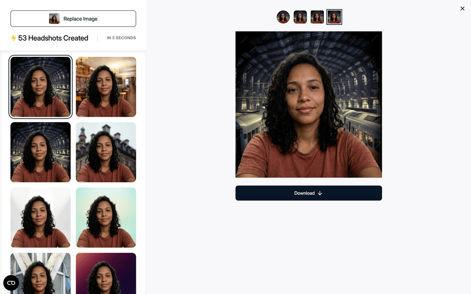 Magic Studio (InstaHeadshots), écran 1 du parcours gratuit