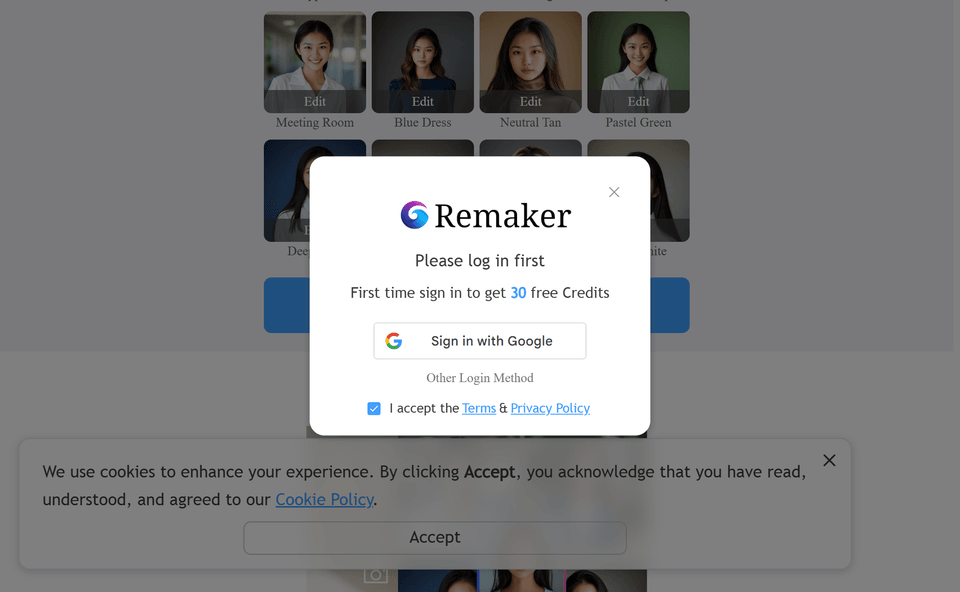 Remaker, écran 1 du parcours gratuit