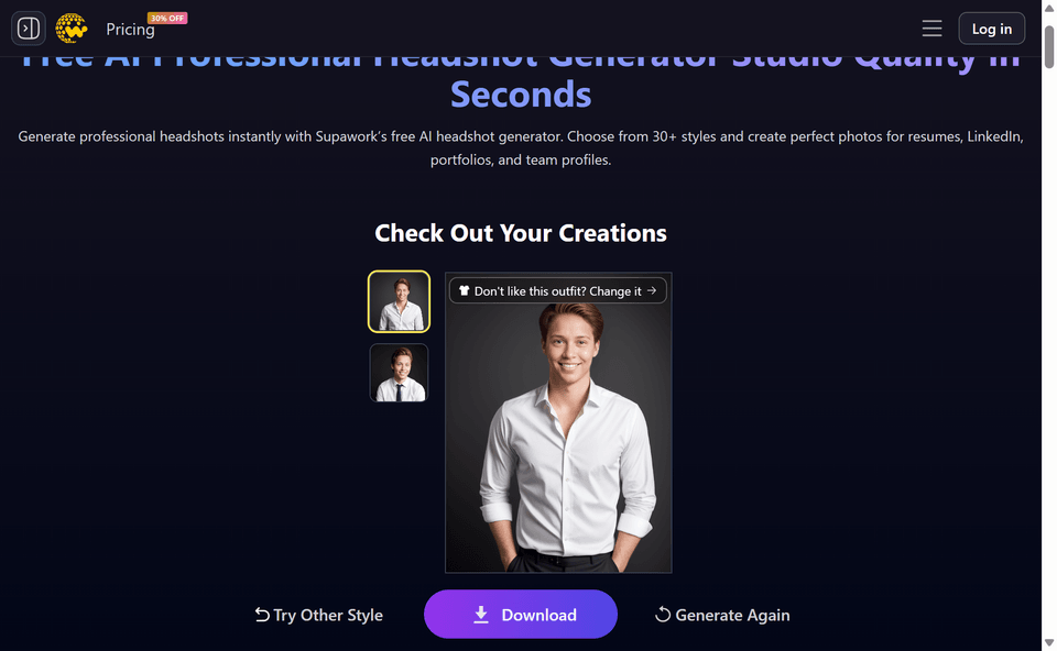 Supawork, écran 2 du parcours gratuit