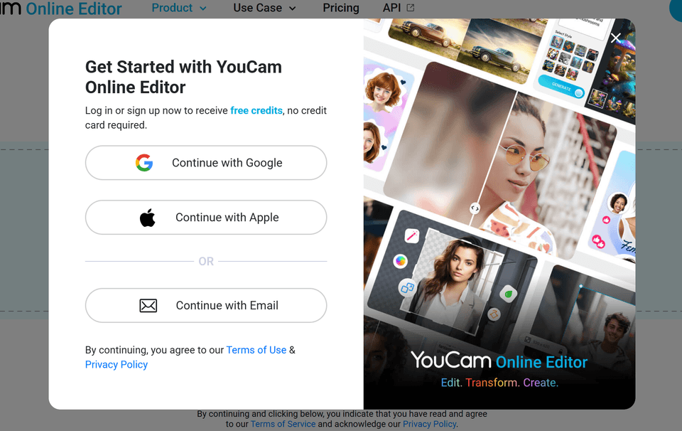 YouCam (Perfect Corp), écran 2 du parcours gratuit
